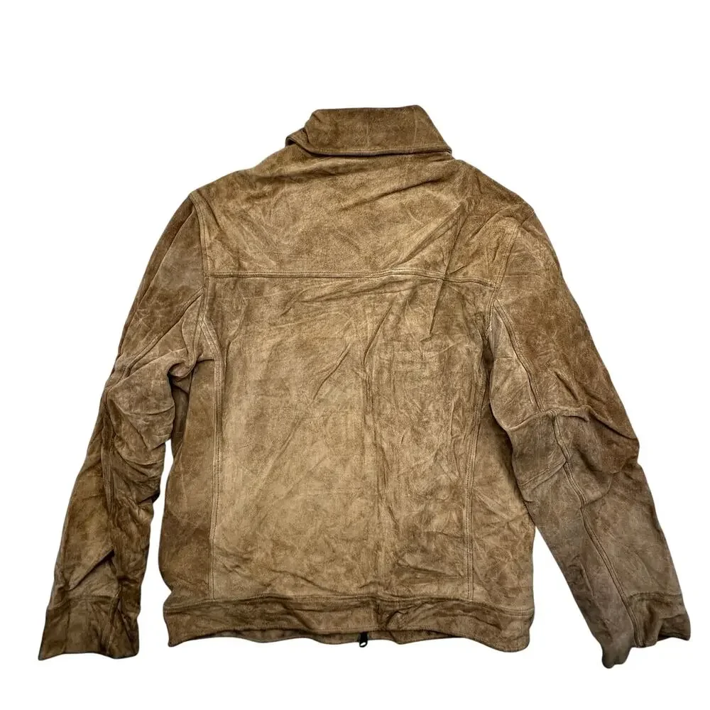 Vintage 2003 Banana Republic Suede Leather Zip Bomber Jacket Mens Small Brown